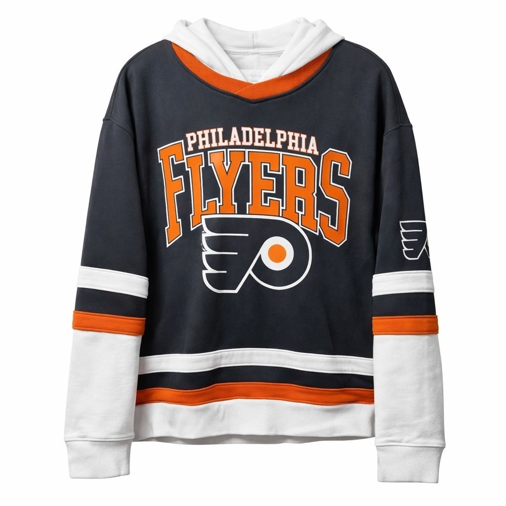 Philadelphia Flyers Pullover Hoodie - Black & Orange - Size Medium
